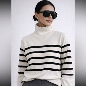 H&M Striped Funnel Neck Sweater | Minimalist